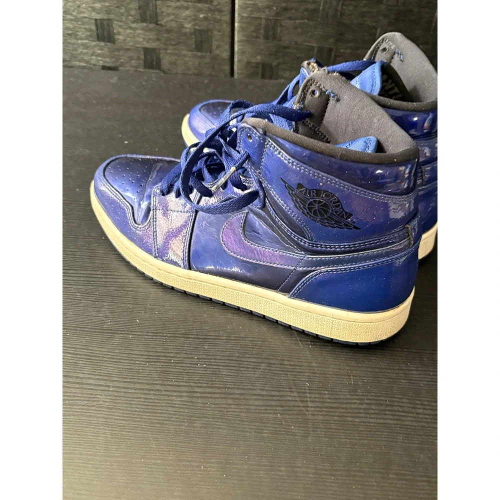 READ Nike Air Jordan 1 Retro High Deep Royal Patent Leather 332550-420 Size 9